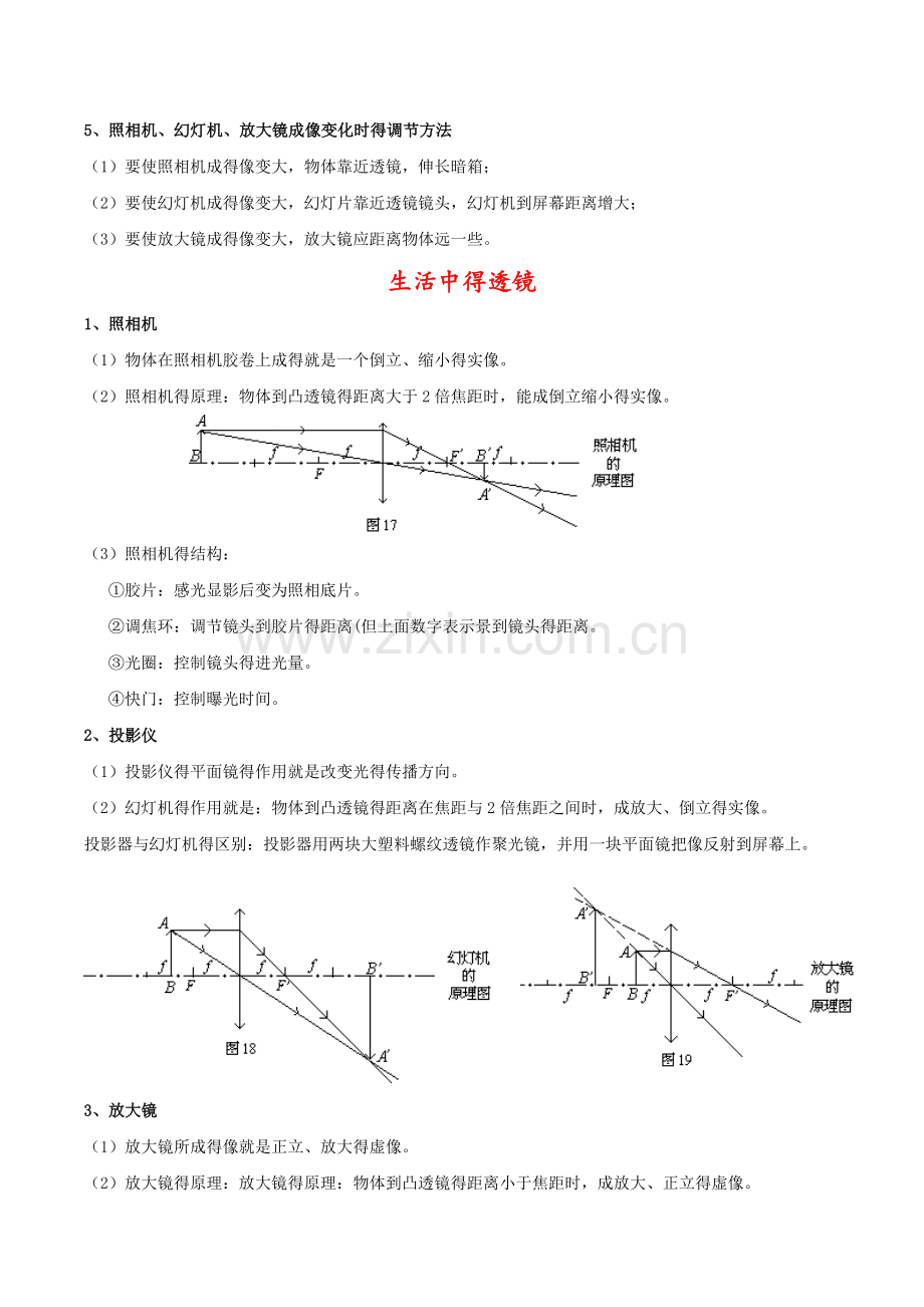 凸透镜的成像规律、生活中的透镜、眼镜与眼镜-知识点总结.doc_第2页