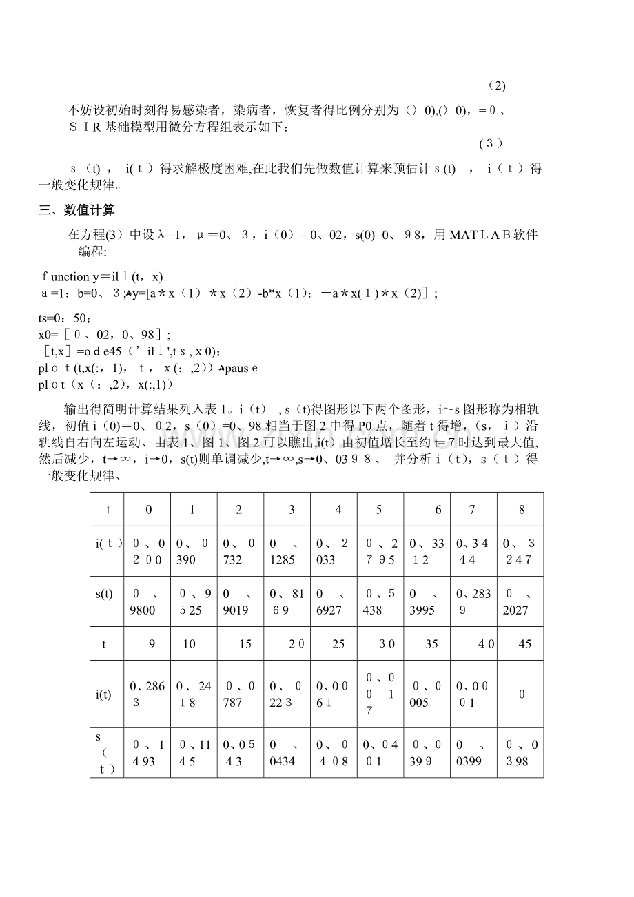 传染病问题中的SIR模型.doc_第2页