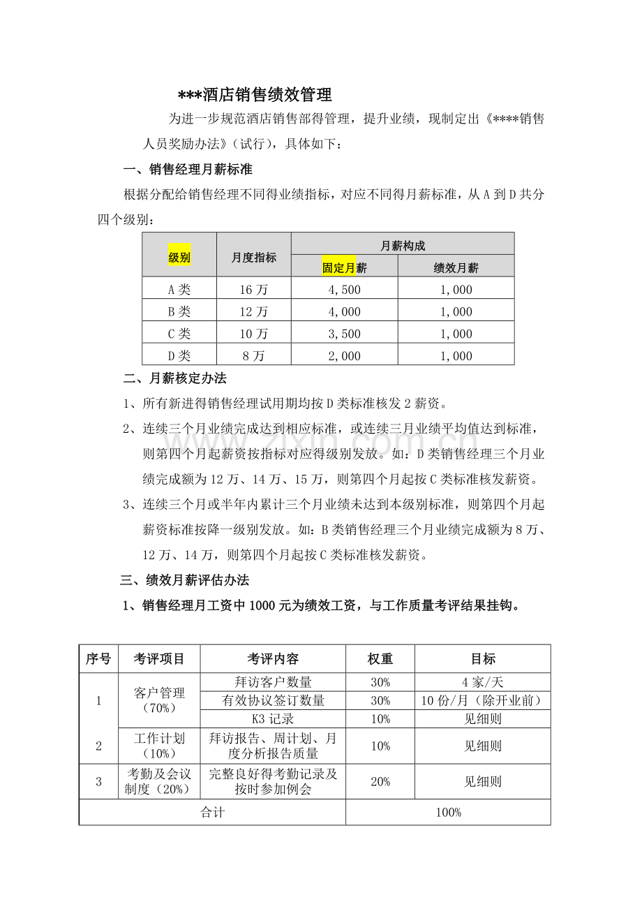 酒店销售绩效管理.doc_第1页