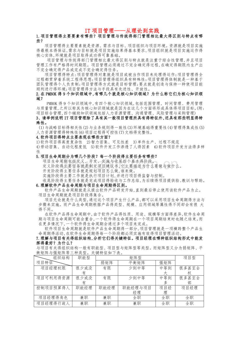 IT项目管理考试题(卷)目.doc_第1页