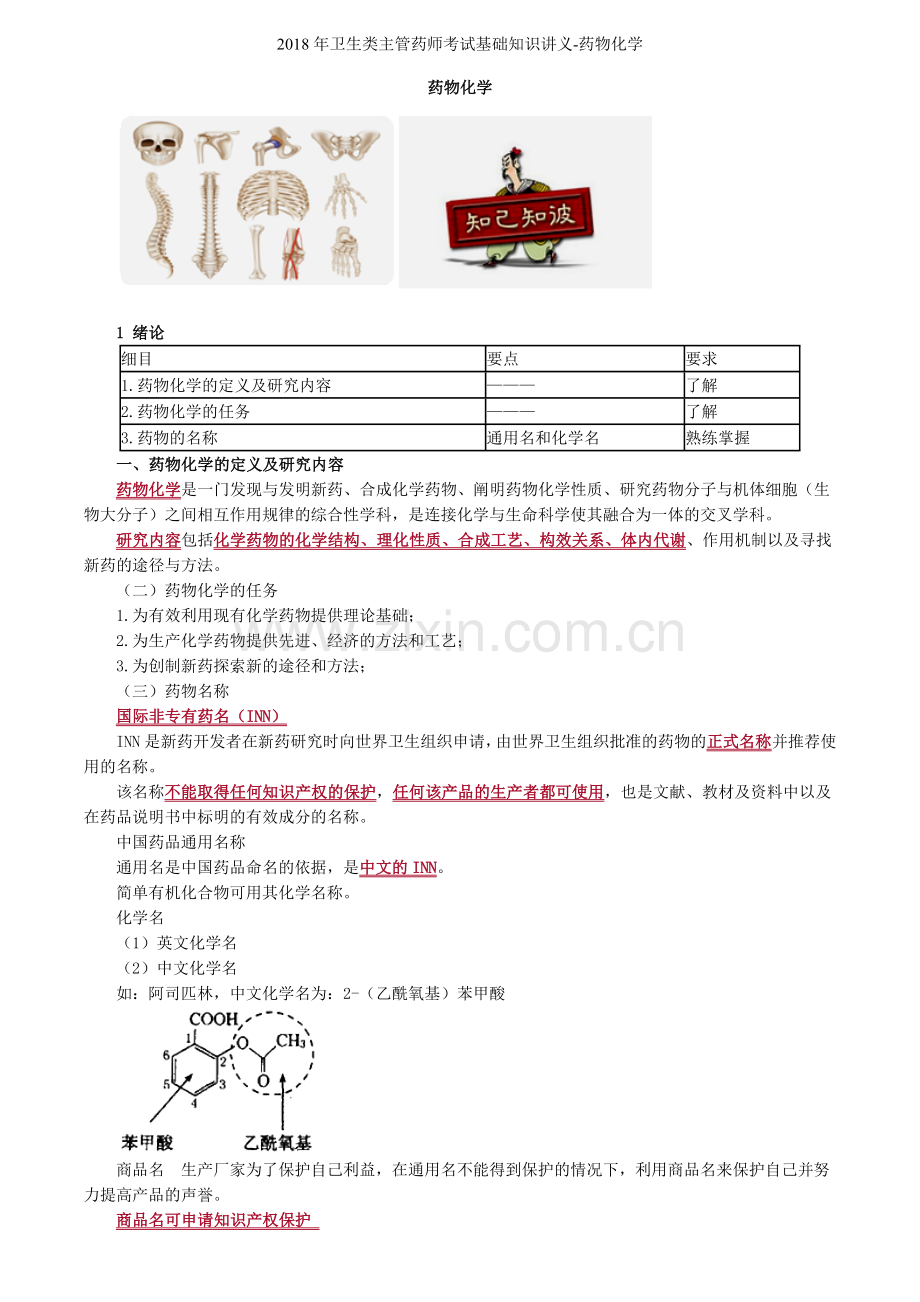 卫生类主管药师考试基础知识讲义-药物化学.doc_第1页