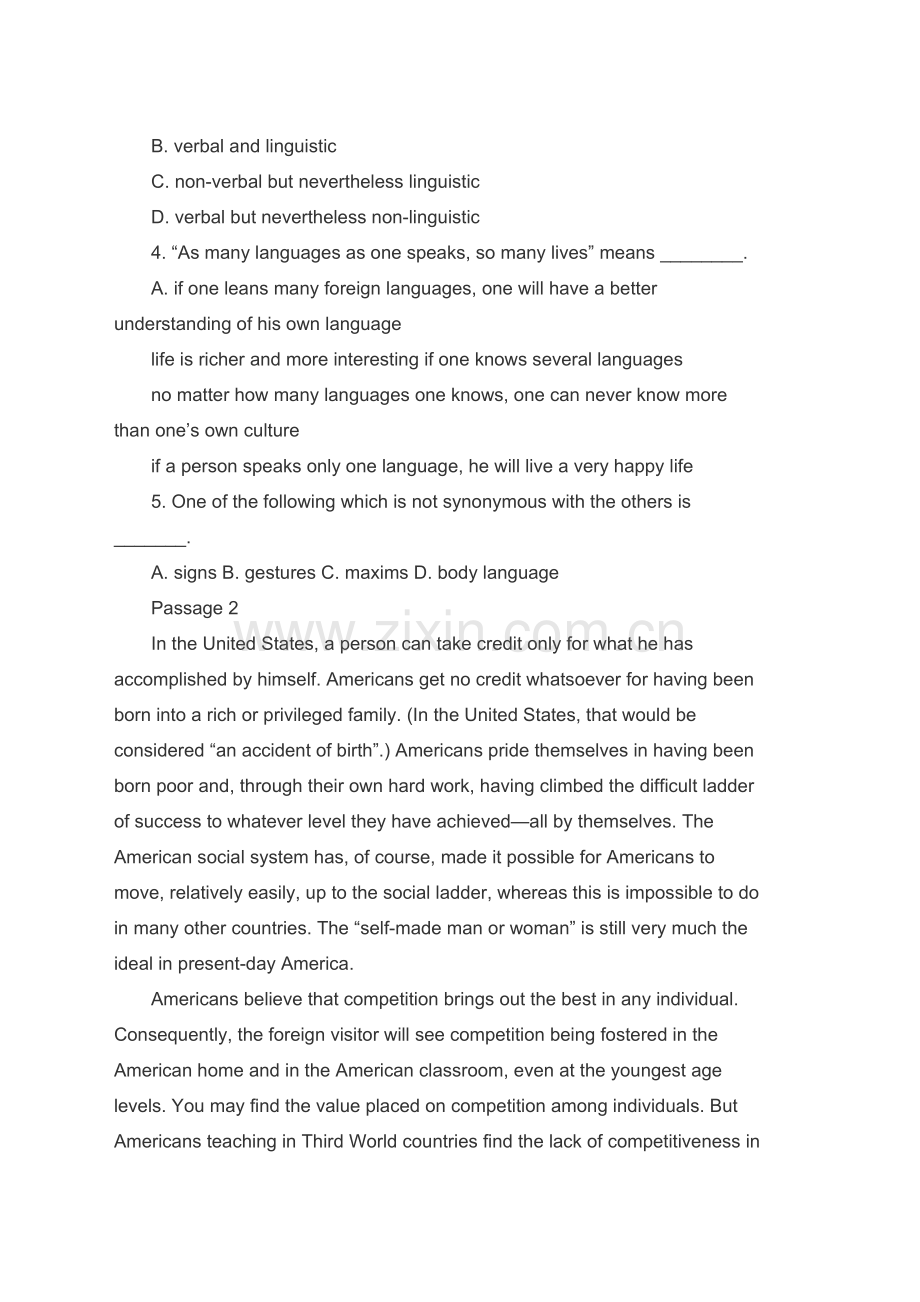 2023年山东成人学士学位英语考试试题及答案.docx_第2页