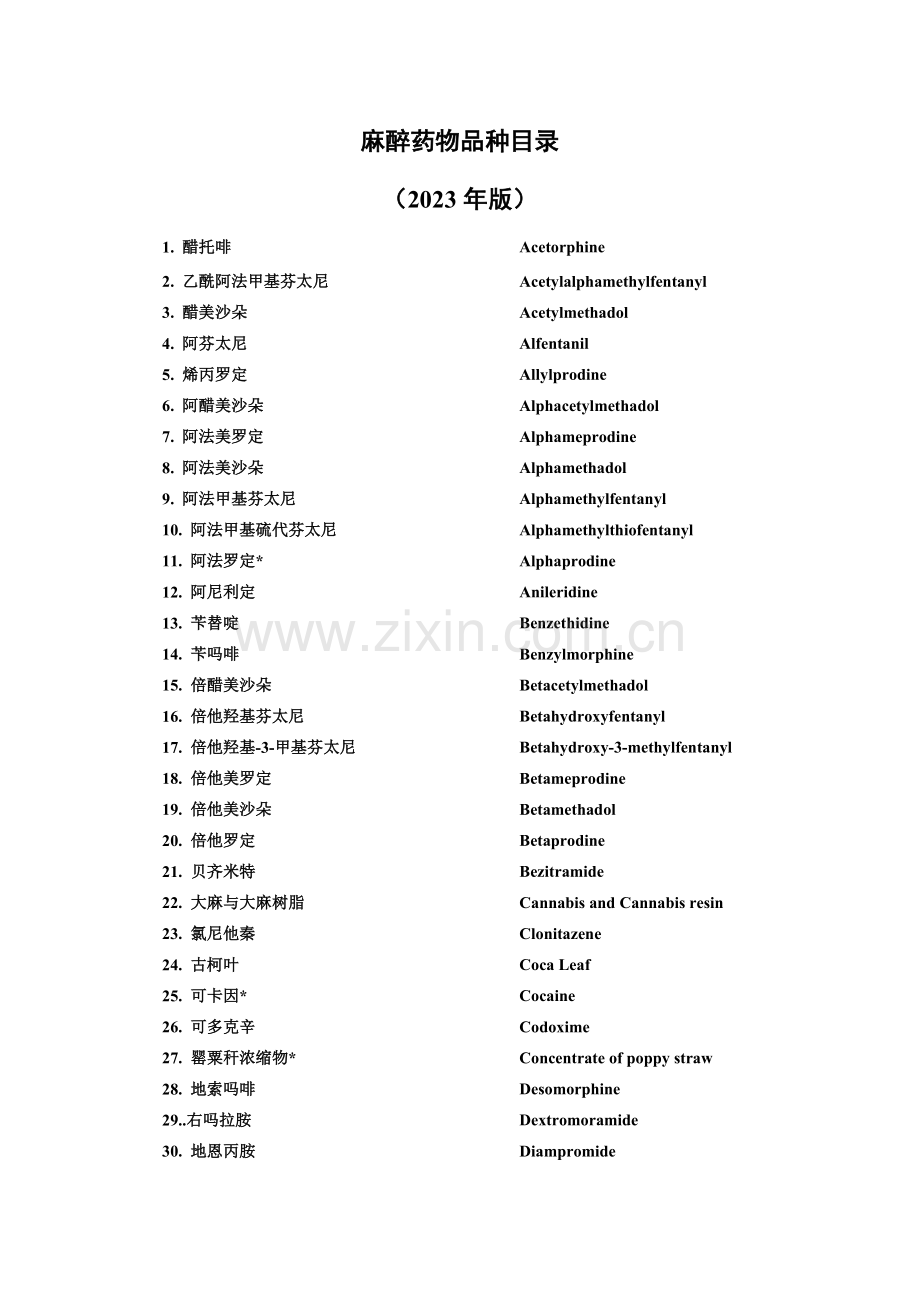 麻醉药品目录.doc_第1页