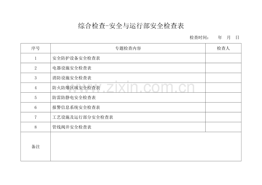 综合检查专项检查安全检查表.doc_第1页