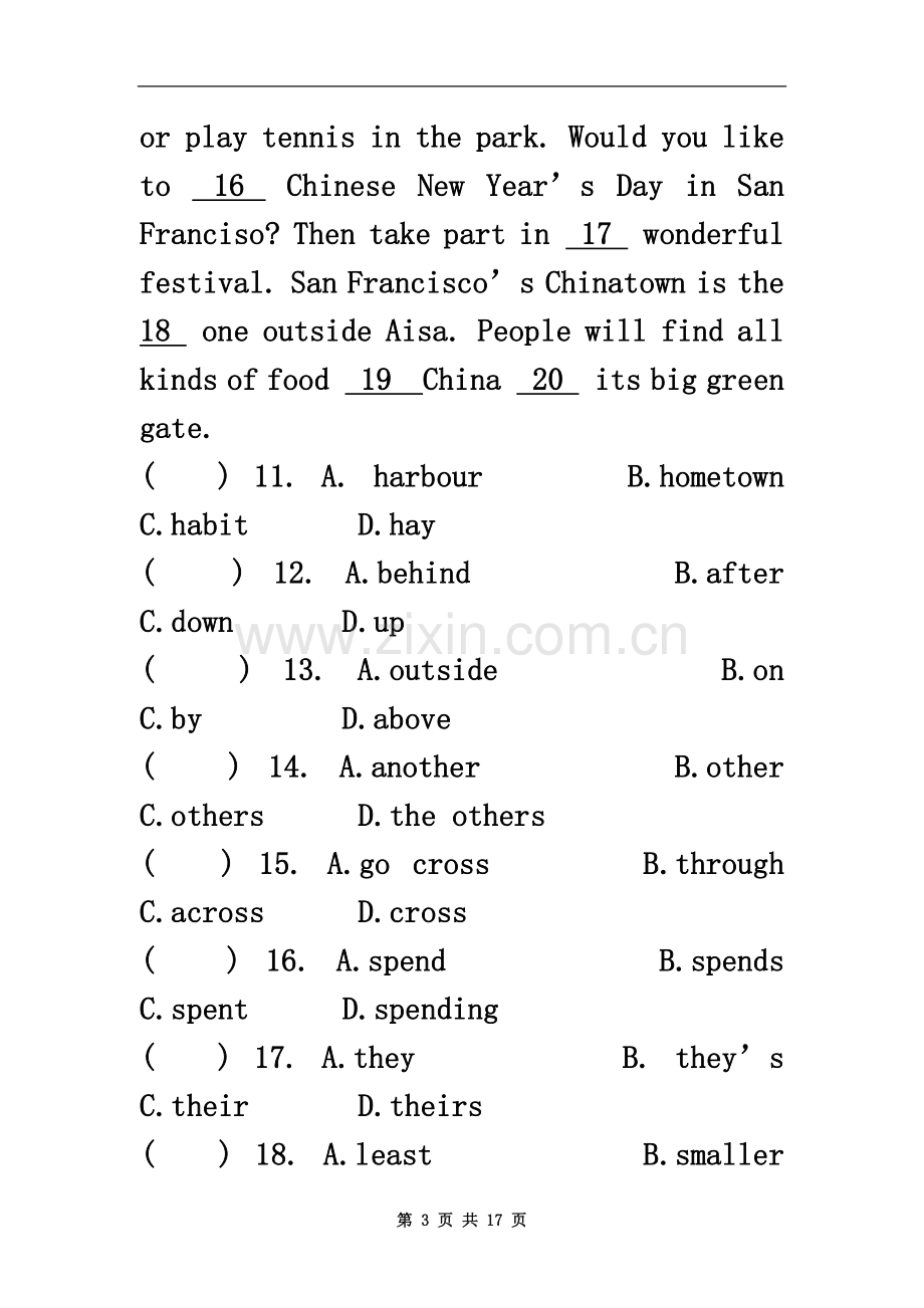 七下英语(广州版)Unit2-(test).doc_第3页