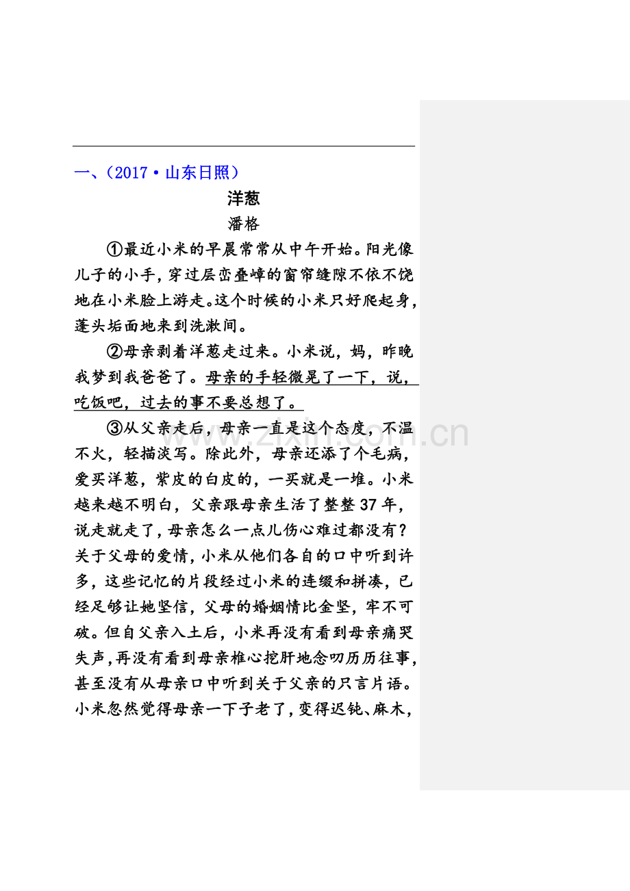 专题十六-记叙文阅读：小说.doc_第2页