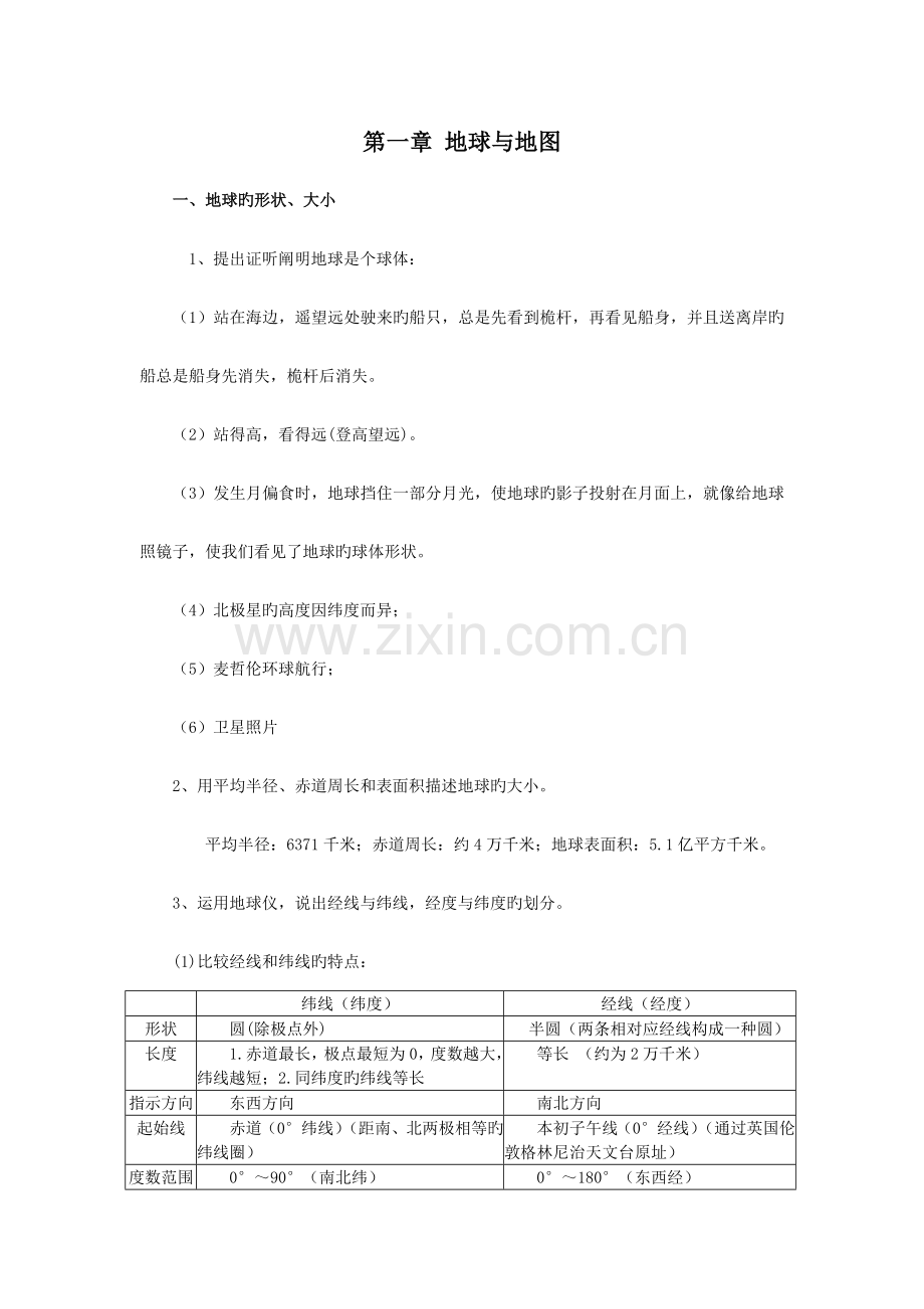 2023年人教版初一地理上册知识点汇总.doc_第1页