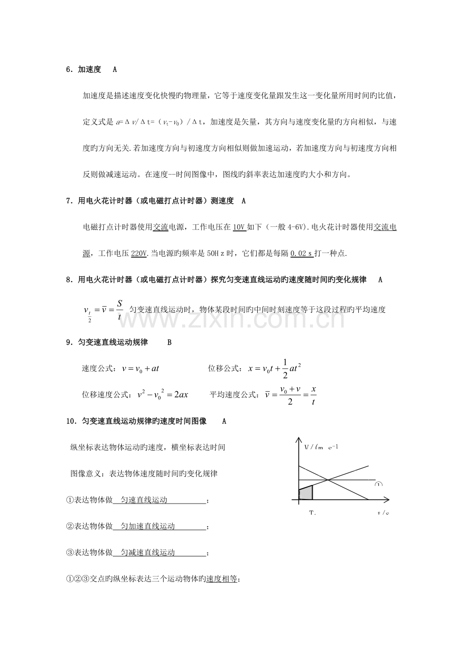 2023年广东省学业水平测试要求及知识点总结文科班物理.doc_第2页