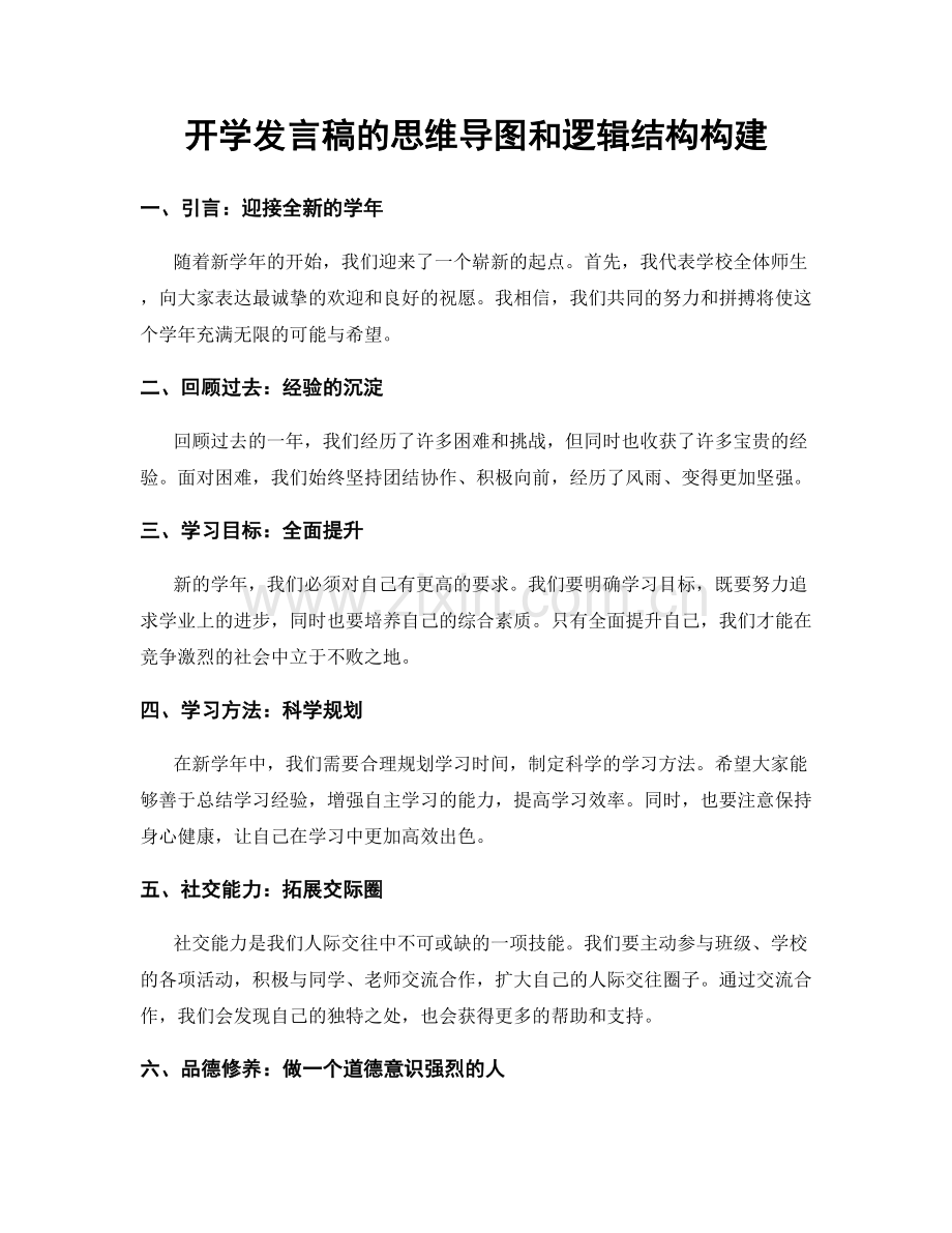 开学发言稿的思维导图和逻辑结构构建.docx_第1页