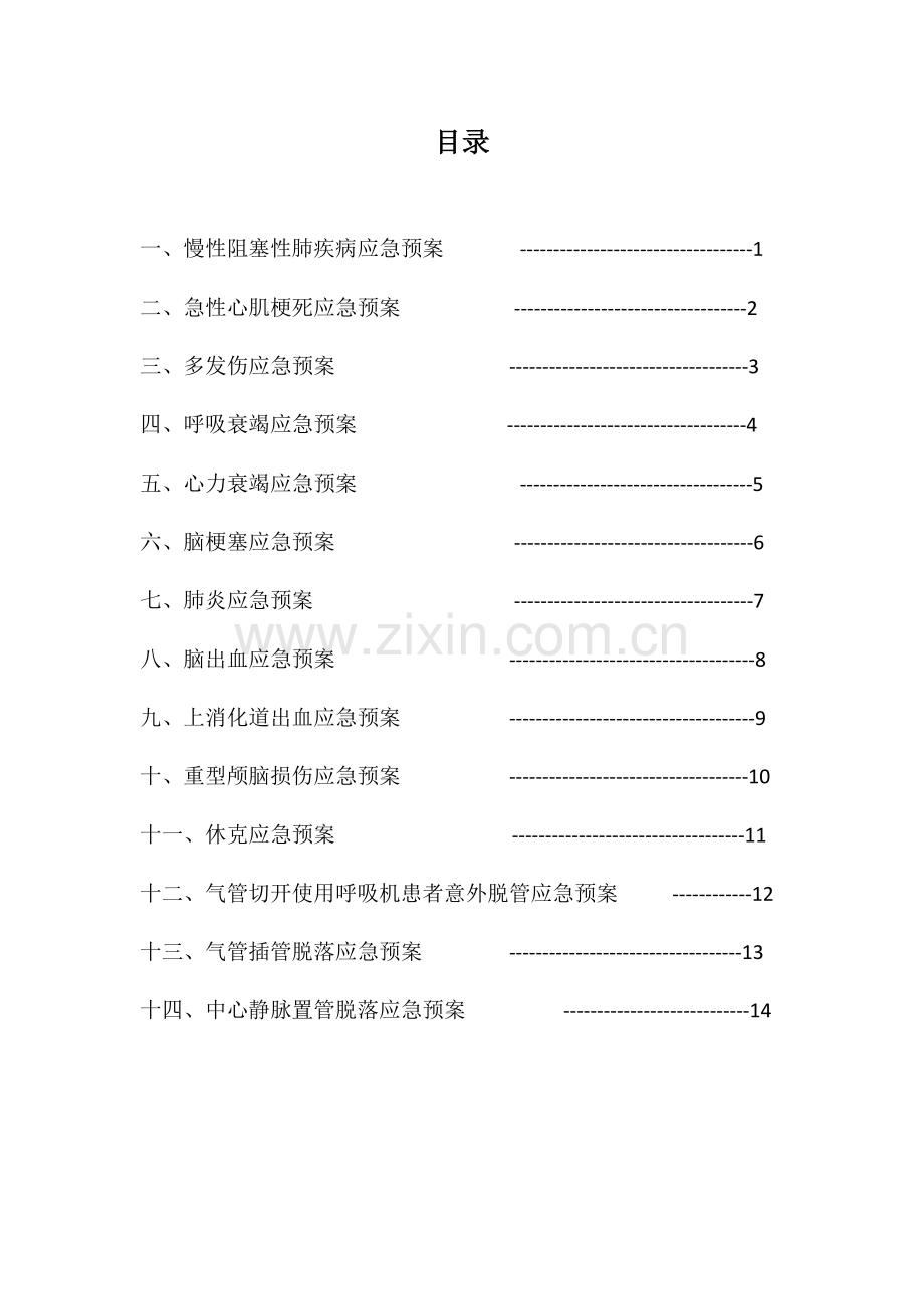 重症医学科科应急预案.doc_第1页