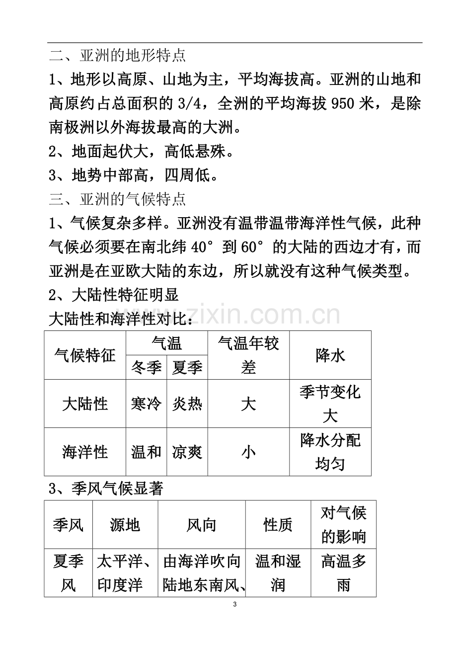 七年级地理下册第一、二章知识点总结.doc_第3页