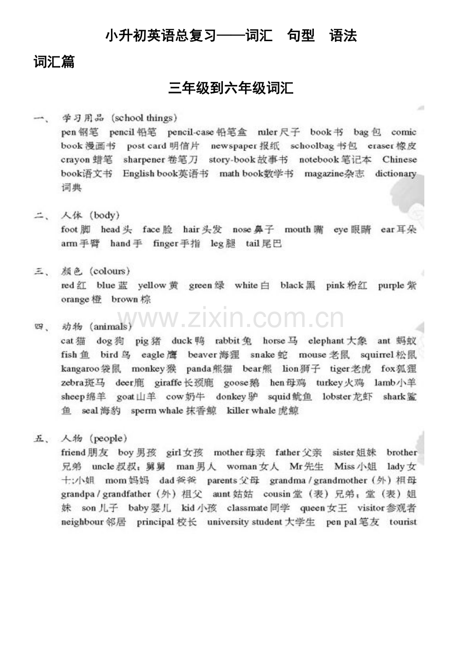 2023年苏教版小升初英语总复习资料大全.doc_第1页