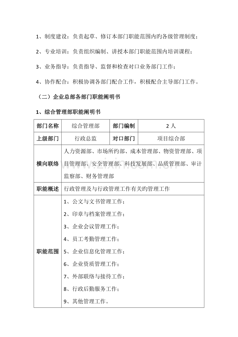 组织机构与职能建筑总承包公司.doc_第3页