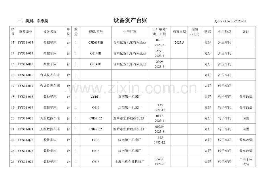 2023年设备管理设备台账登记表表.doc_第2页