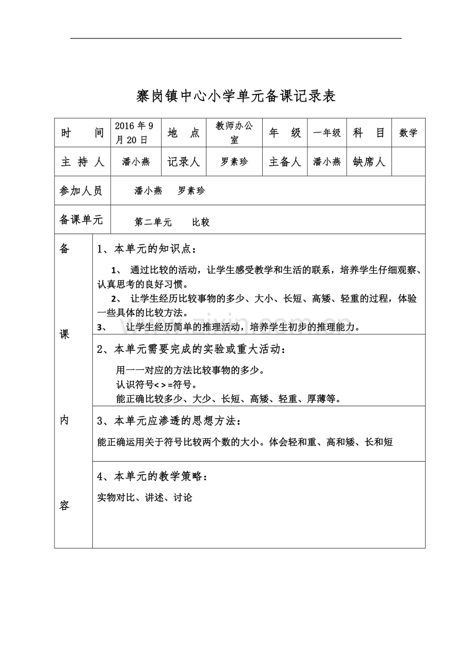 一年级单元集体备课记录表.docx_第3页