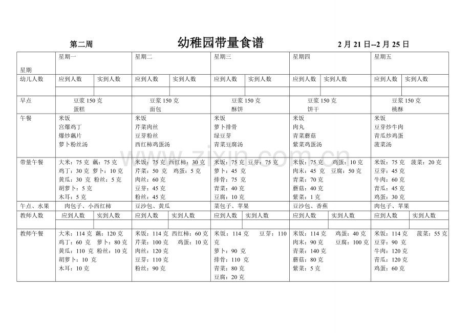 幼儿园带量食谱完整版.doc_第1页