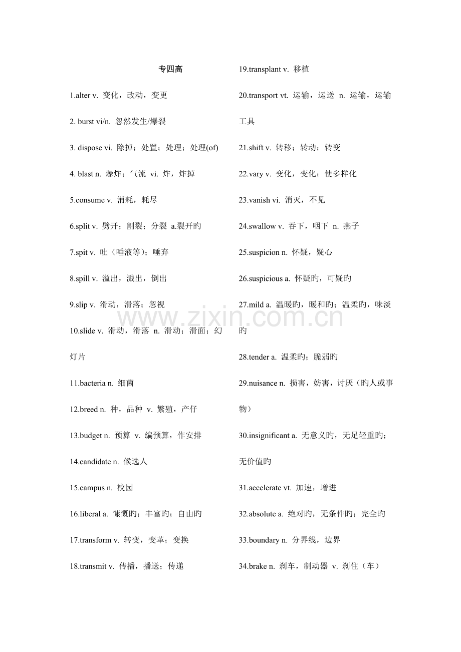 2023年专四高频词汇单词和短语.doc_第1页