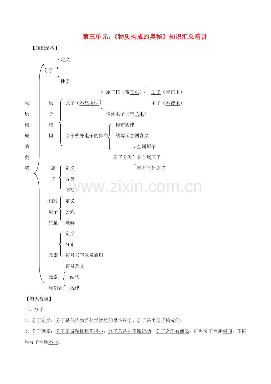 2019_2020学年九年级化学上册期末复习第三单元物质构成的奥秘知识汇总精讲含解析新版新人教版.doc_第1页