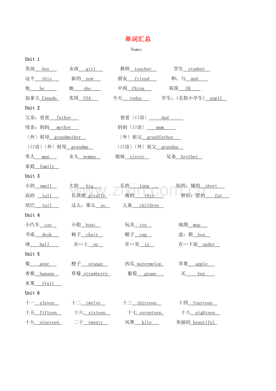 2022春三年级英语下册单词汇总人教PEP版.doc_第1页