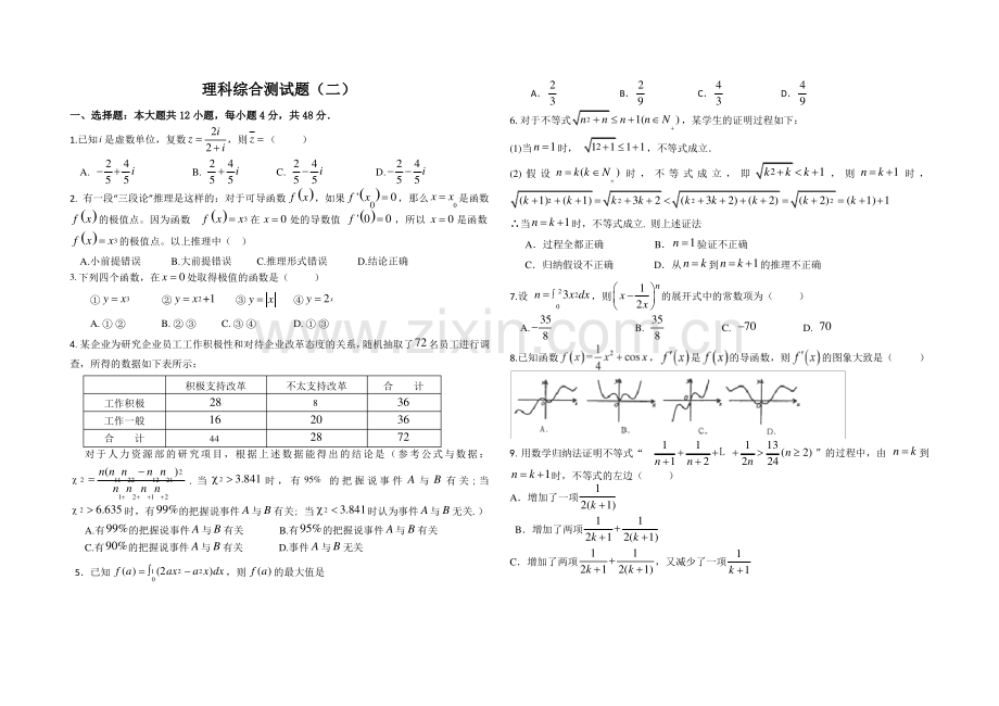 高二下学期数学综合测试题(带答案).pdf_第1页