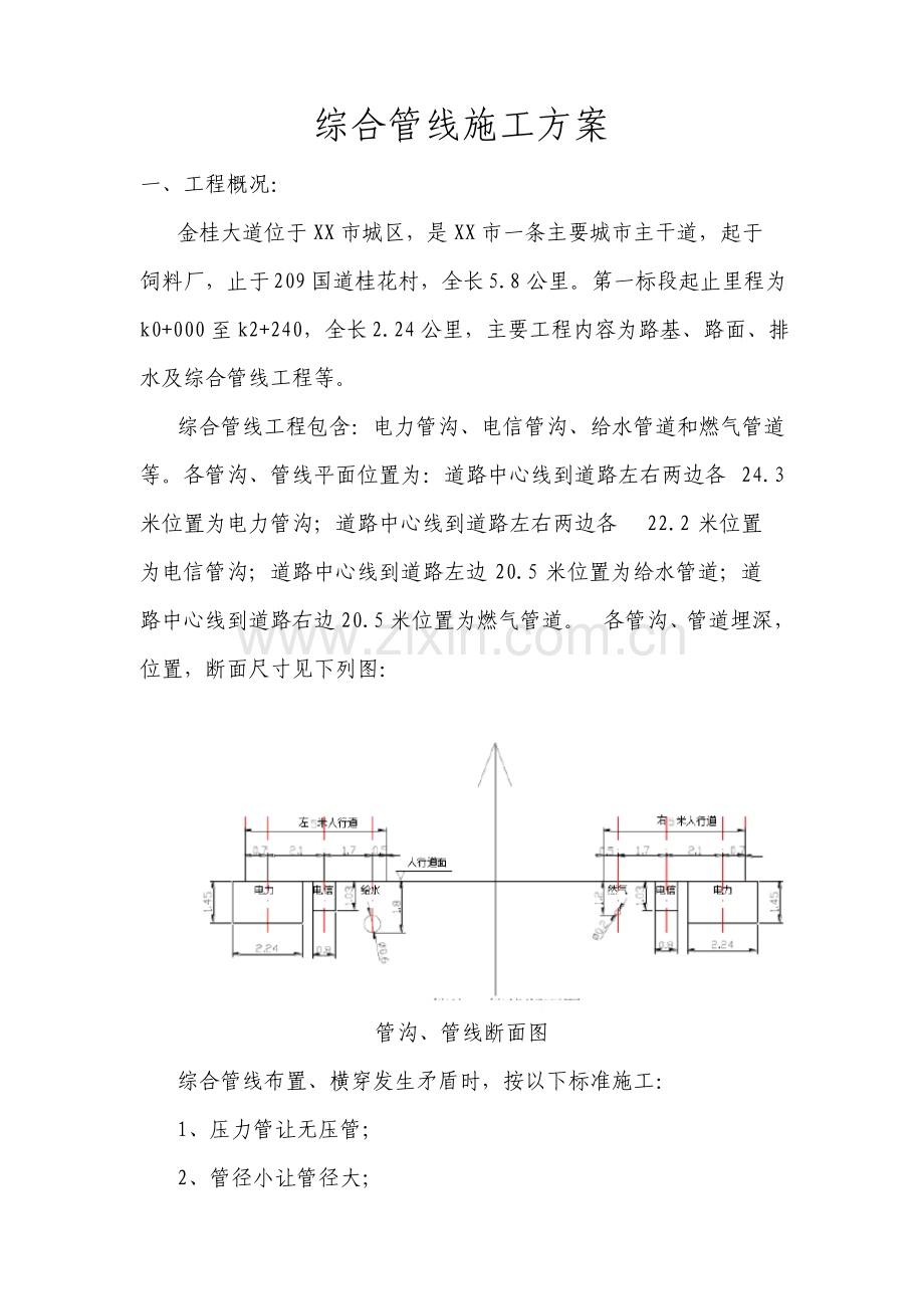 市政综合管线施工方案.doc_第1页