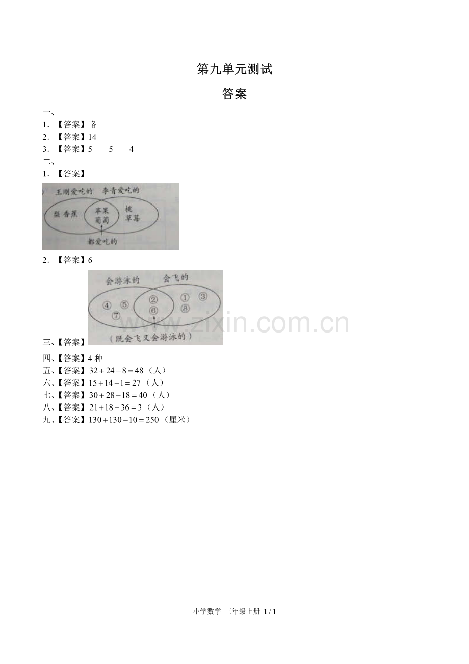 (人教版)小学数学三上-第九单元测试02-答案.pdf_第1页