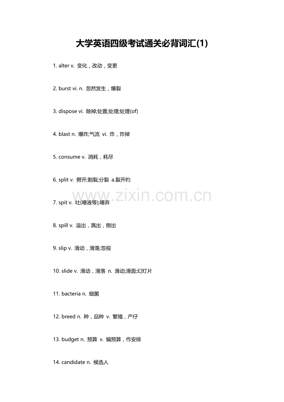 2023年大学英语四级考试通关必背词汇新版.doc_第1页