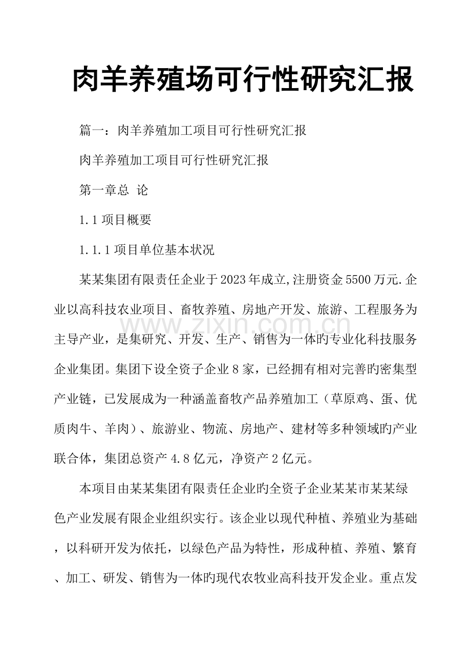 肉羊养殖场可行性研究报告.docx_第1页