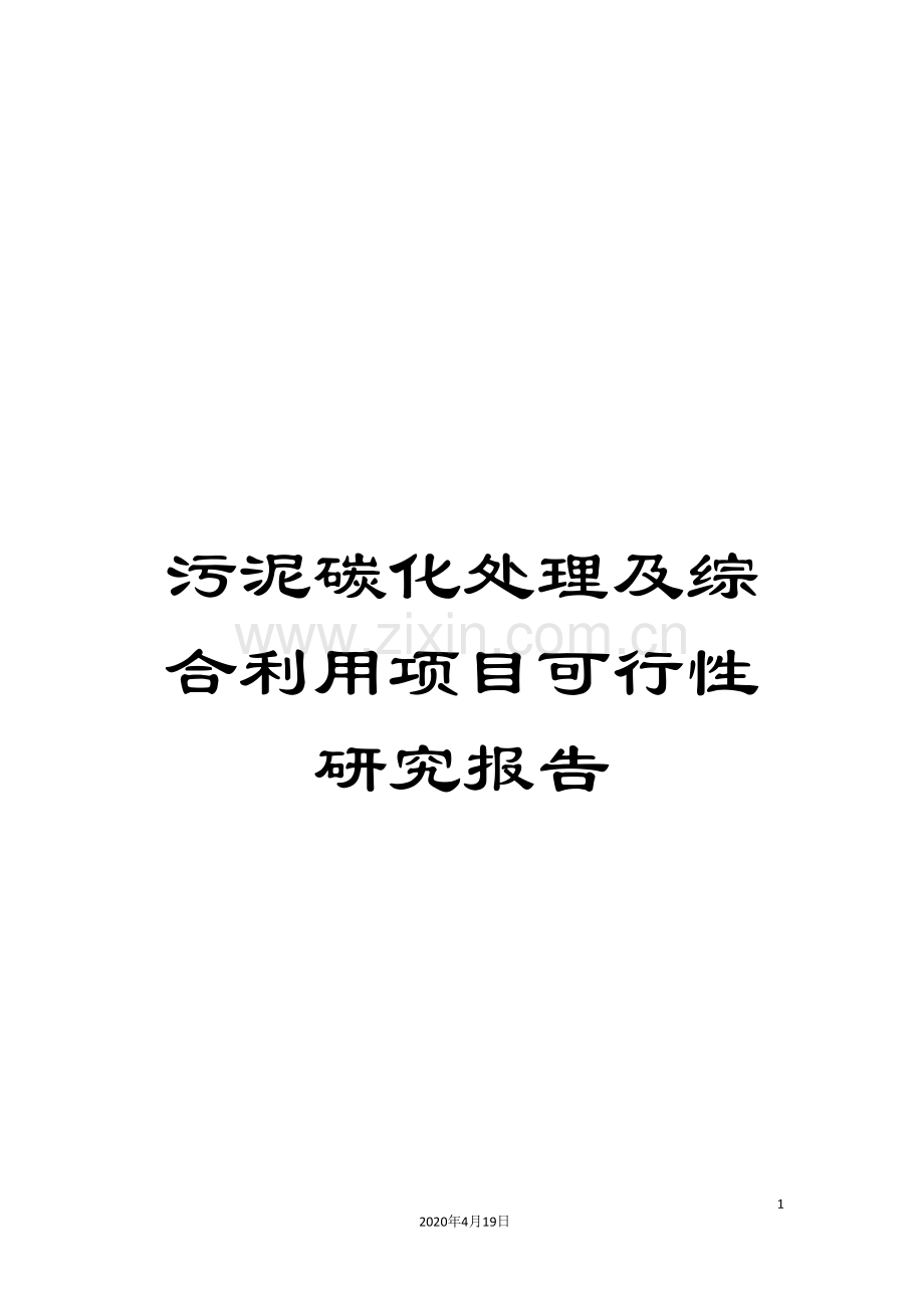 污泥碳化处理及综合利用项目可行性研究报告范文.doc_第1页