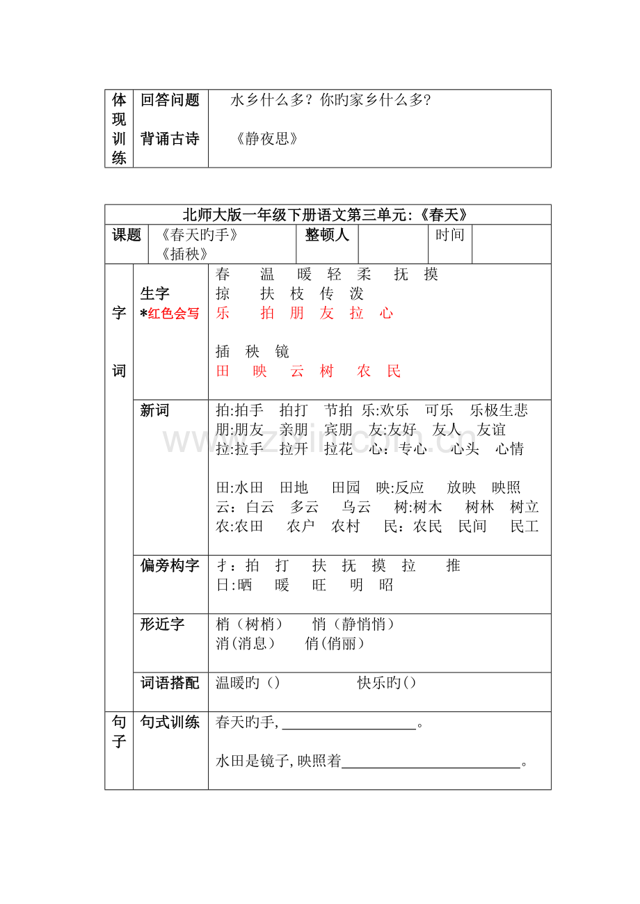 2023年北师大版小学语文一年级下册知识点汇总复习利器.doc_第3页