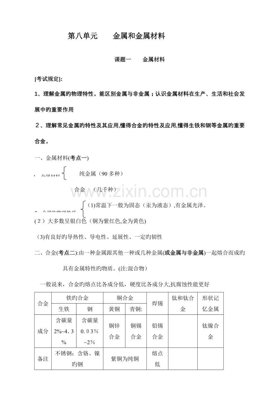 2023年人教版新课标九年级化学下册全册复习教学案.doc_第1页