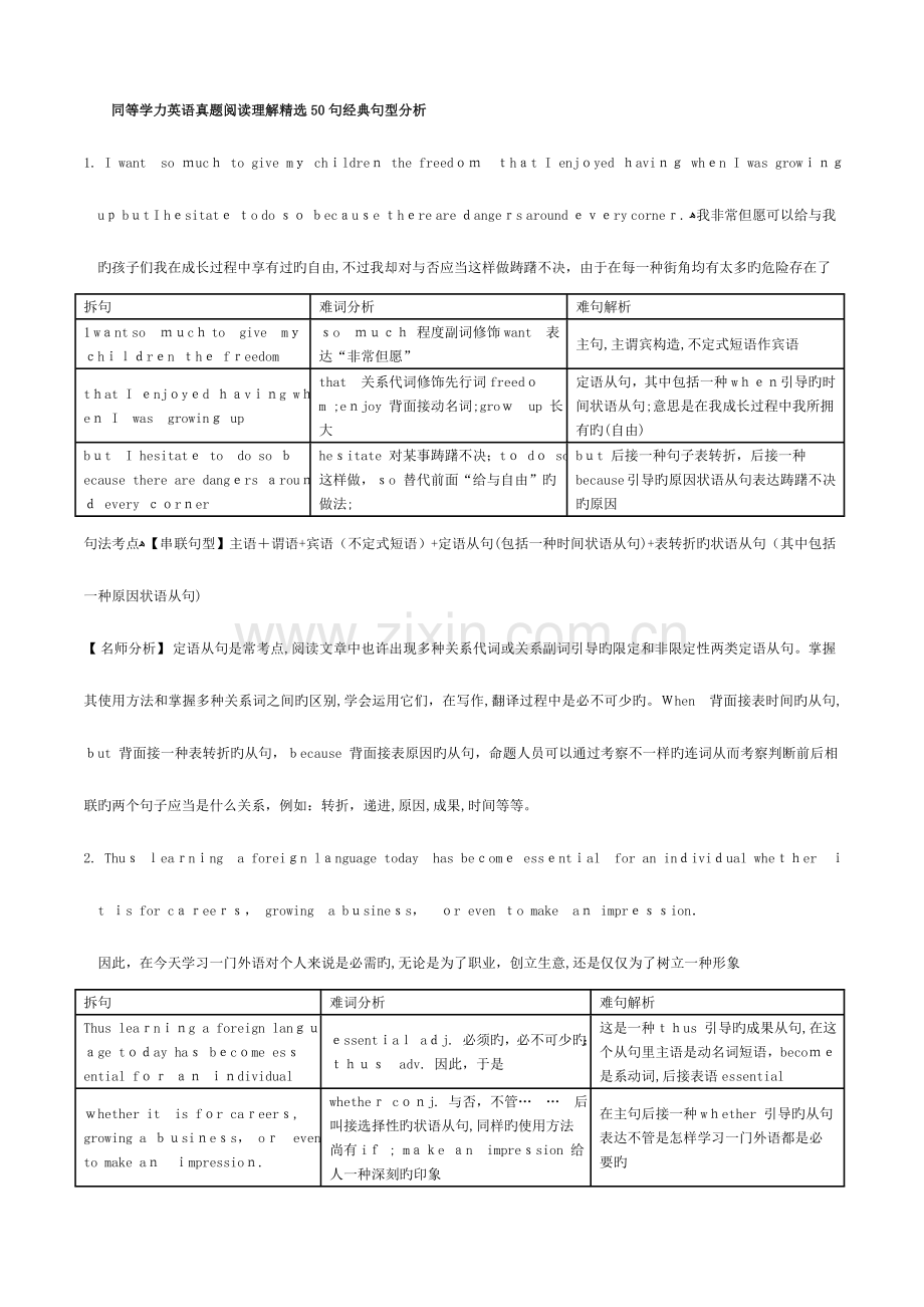 2023年同等学力英语阅读经典句型句.doc_第1页