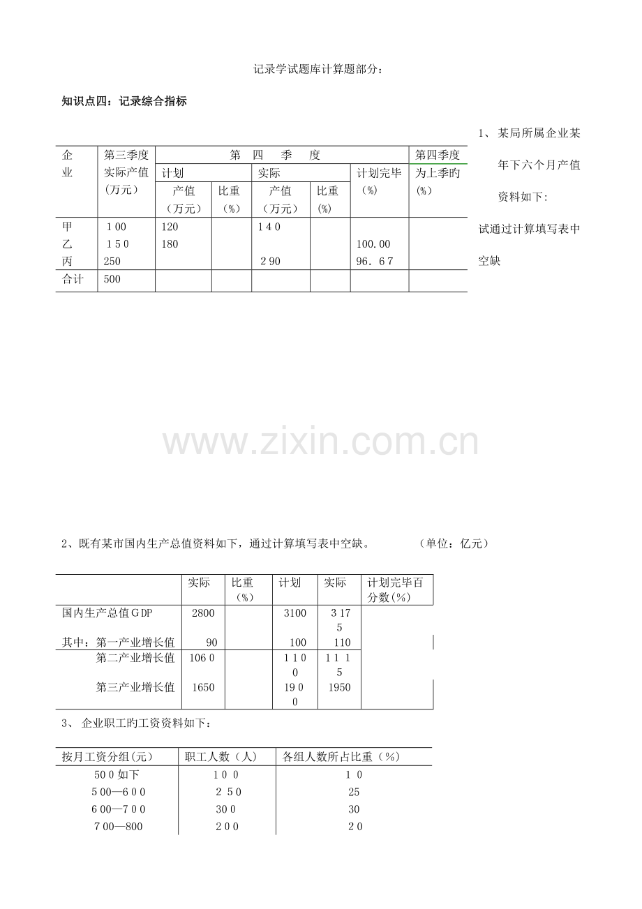 2023年统计学试题库计算题部分概要.doc_第1页