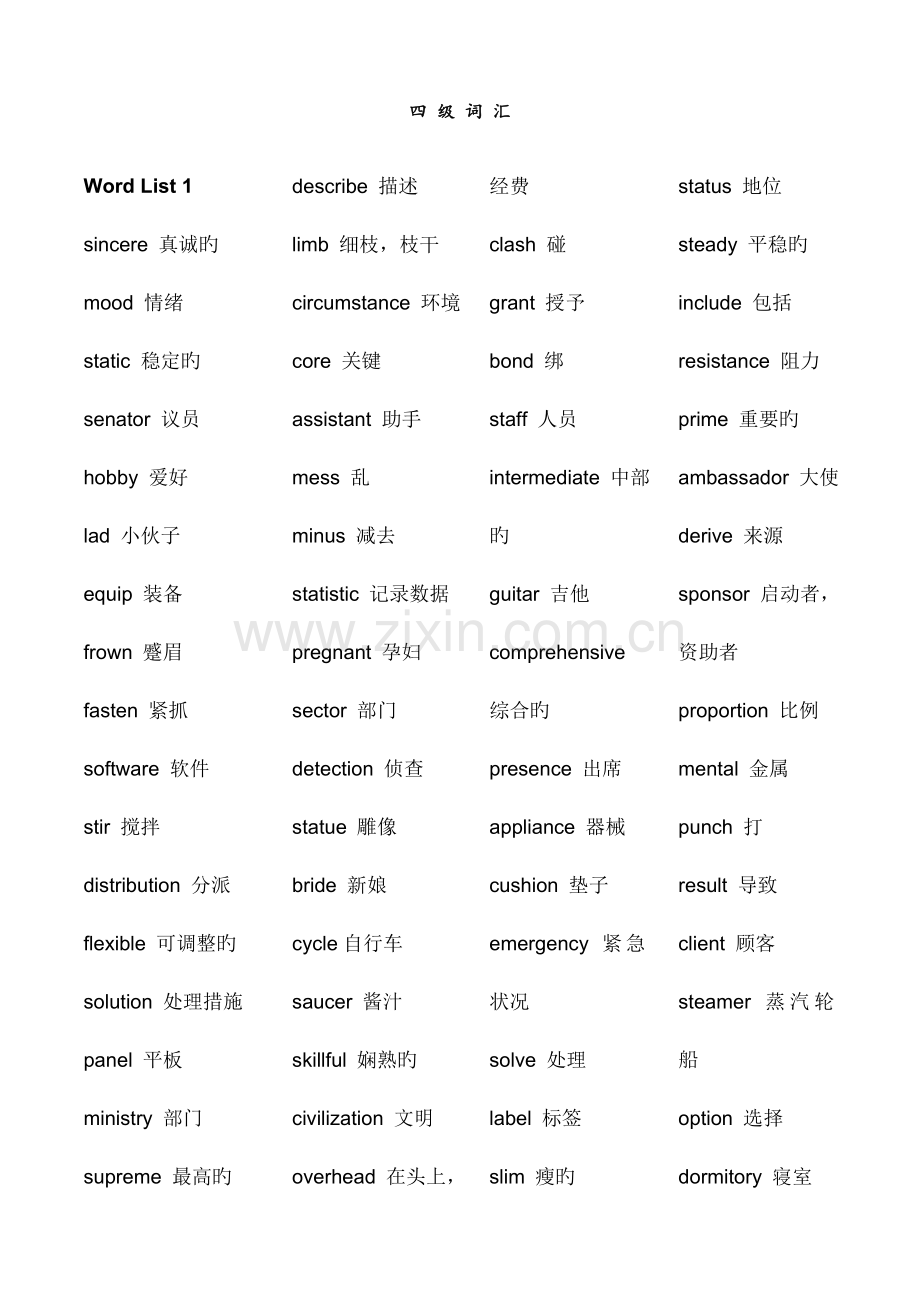 2023年四级词汇乱序版.doc_第1页