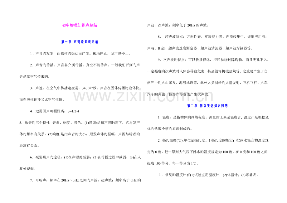 2023年初中物理知识点总结中考必背.doc_第1页