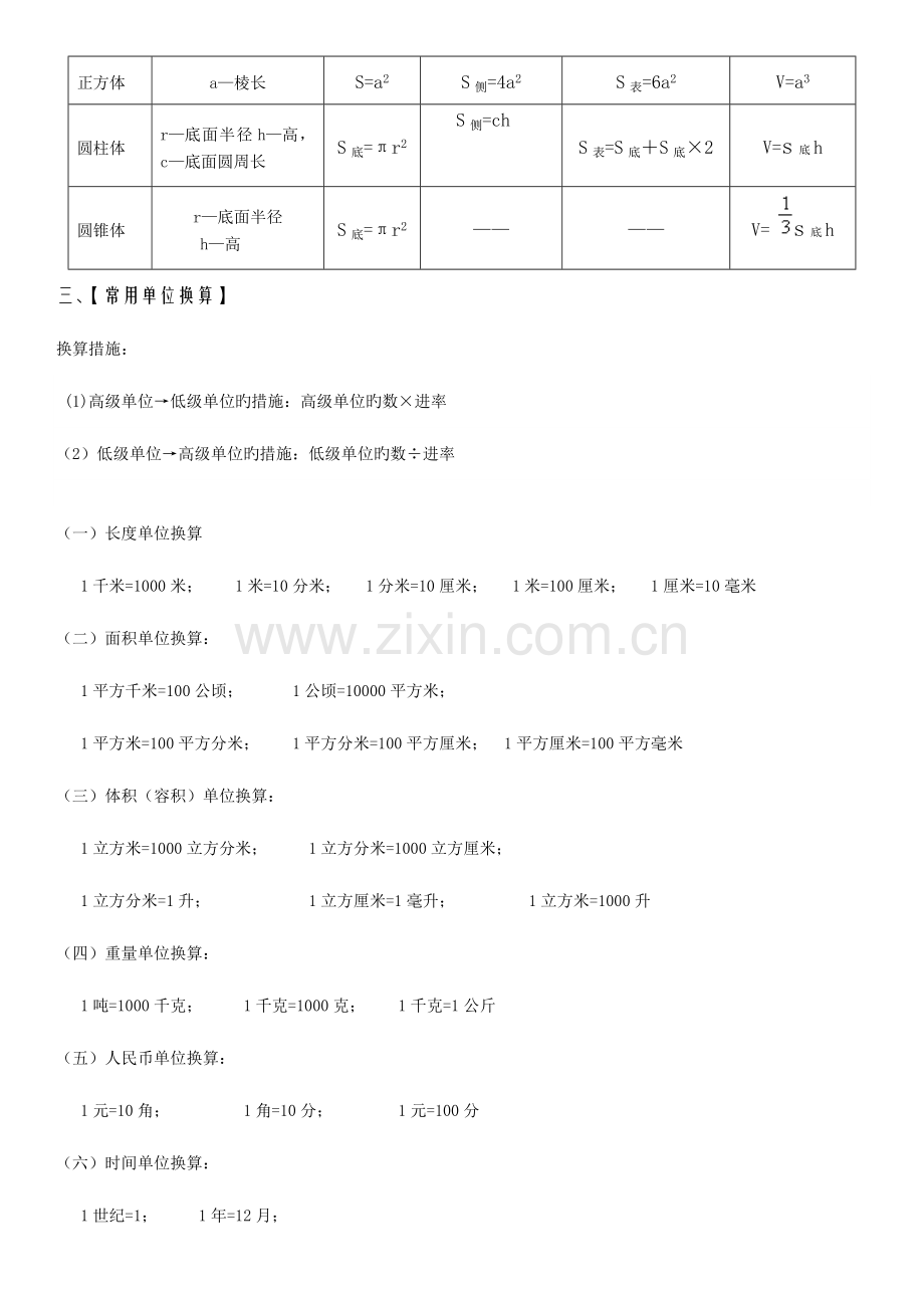 2023年六年级数学毕业总复习知识点.doc_第2页