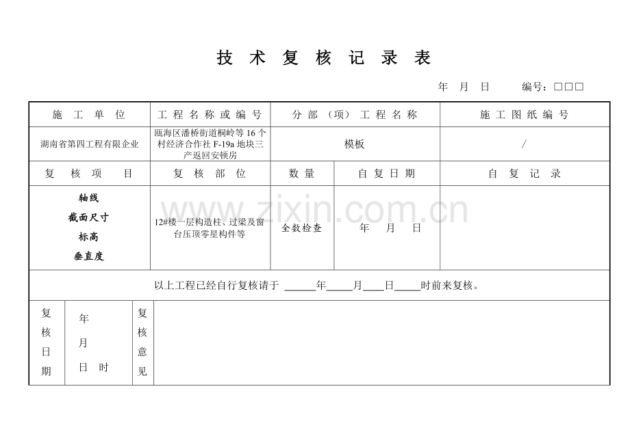 技术复核记录表模板.doc_第1页