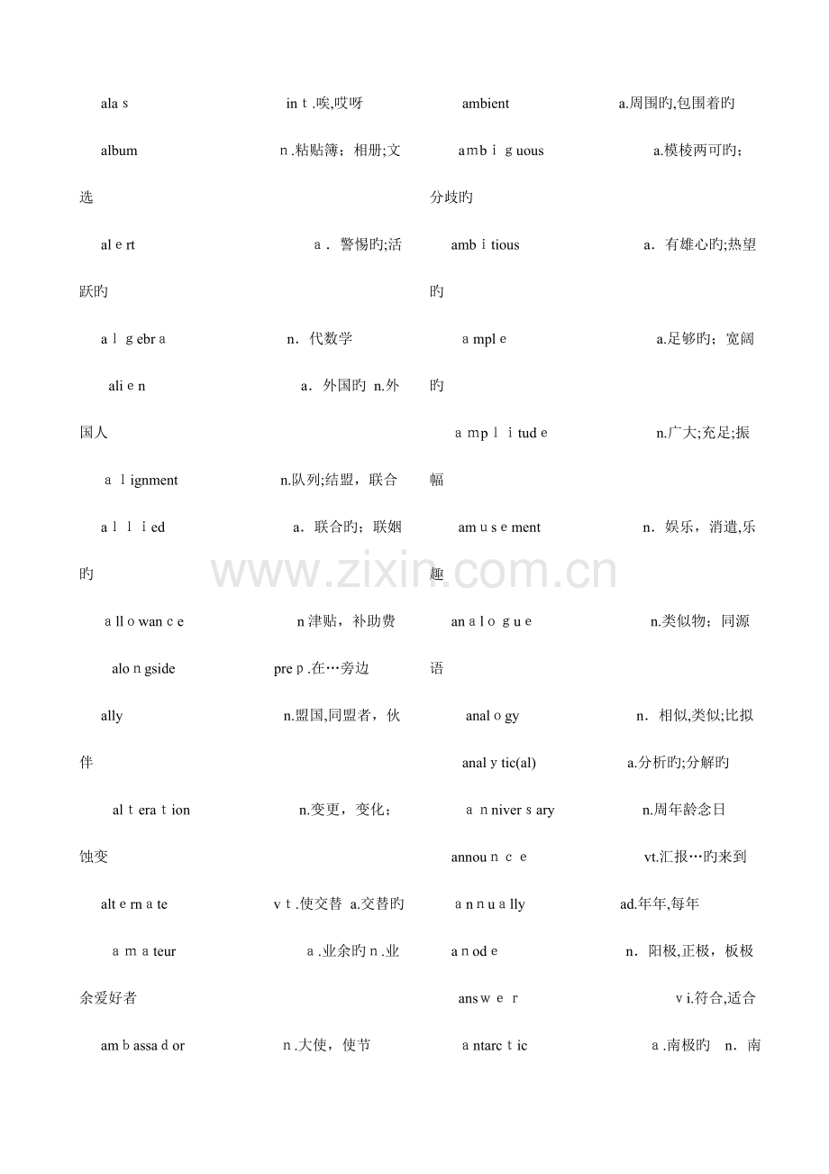 2023年大学英语六级词汇表适合打印版.doc_第2页