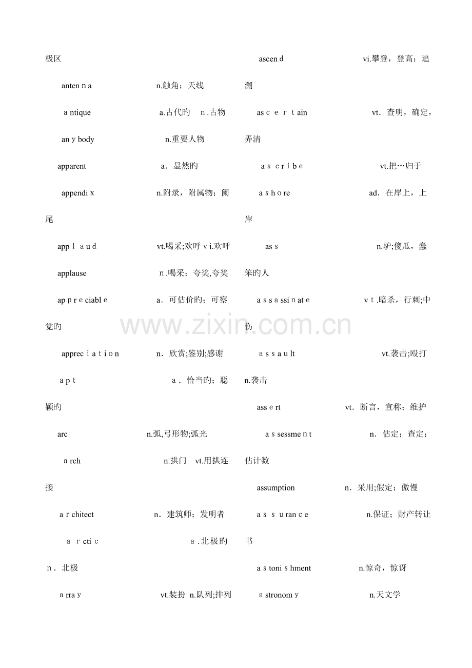 2023年大学英语六级词汇表适合打印版.doc_第3页