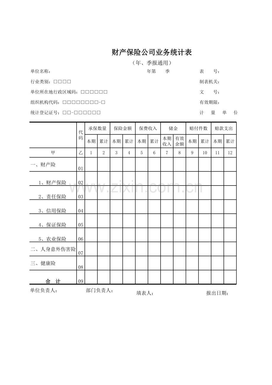 财产保险公司业务统计表.xls_第1页