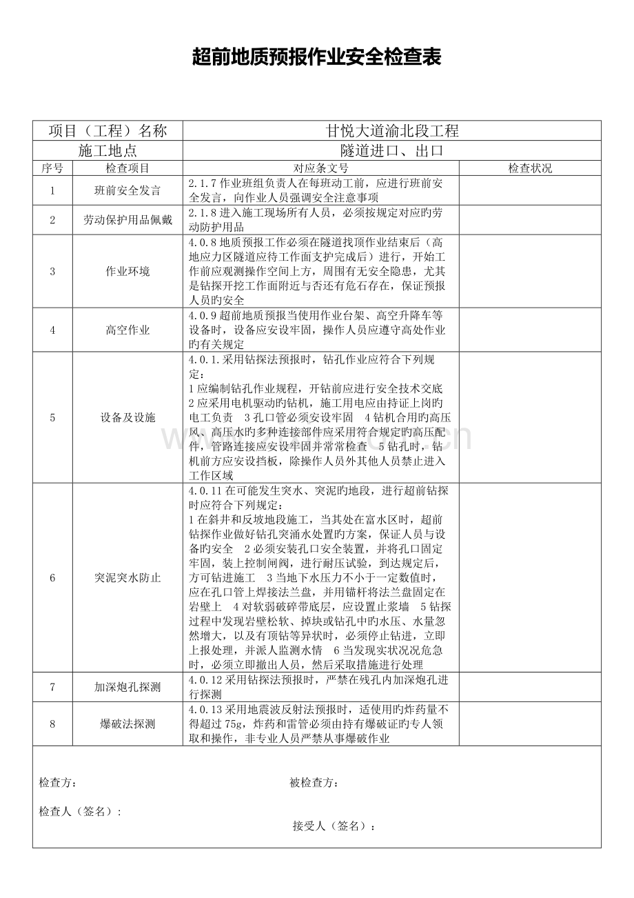 隧道安全检查表.docx_第1页