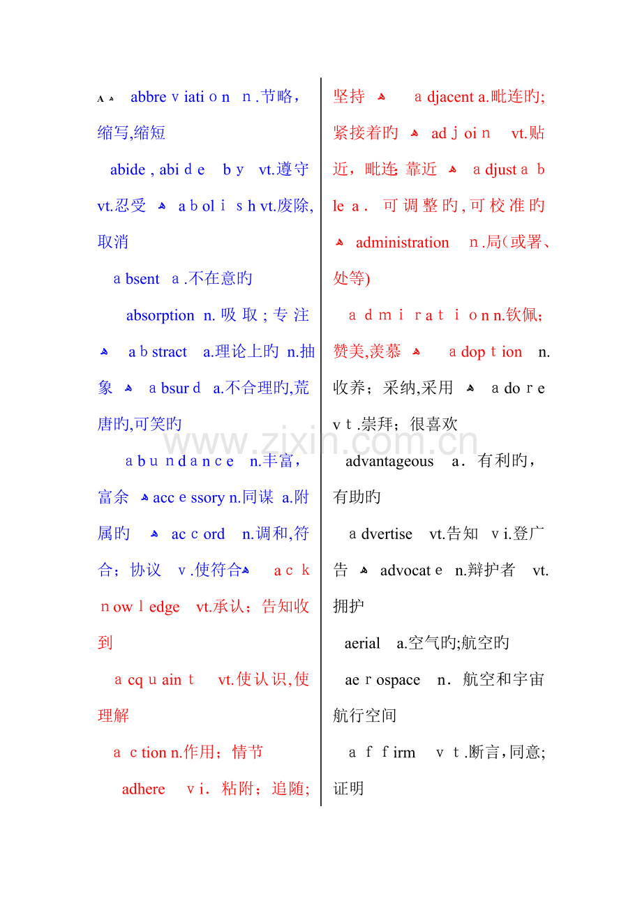 2023年大学六级英语词汇表.doc_第1页