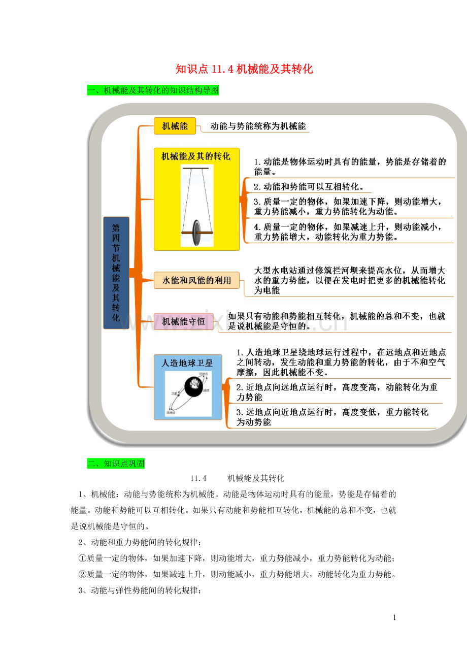 2019_2020学年八年级物理下册11.4机械能及其转化期末复习精练含解析新版新人教版.docx_第1页