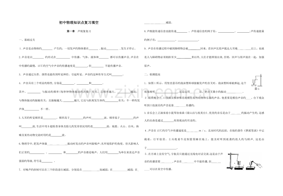 2023年人教版初中物理知识点总结及基础练习题.doc_第1页