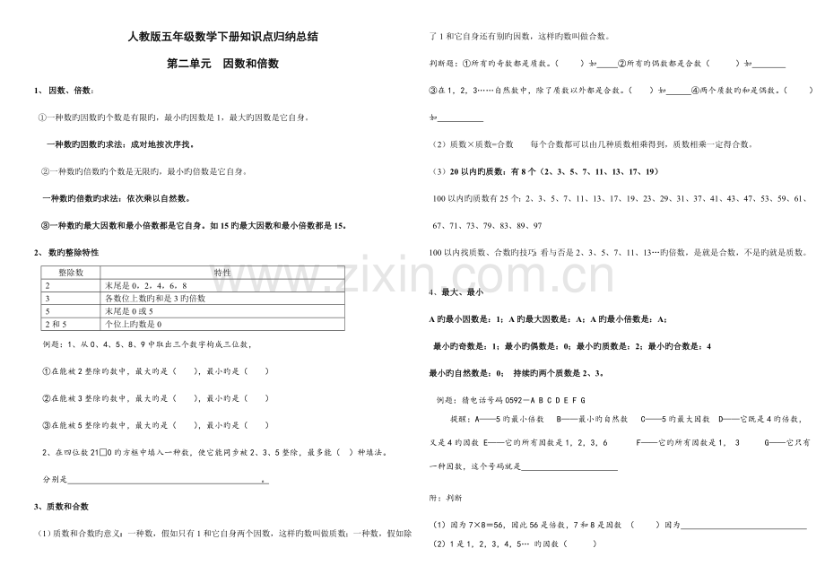 2023年五年级下册数学知识点系统归纳及题型.doc_第1页