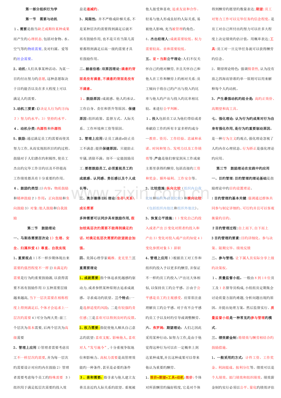 2023年中级经济师人力资源精简版.doc_第1页