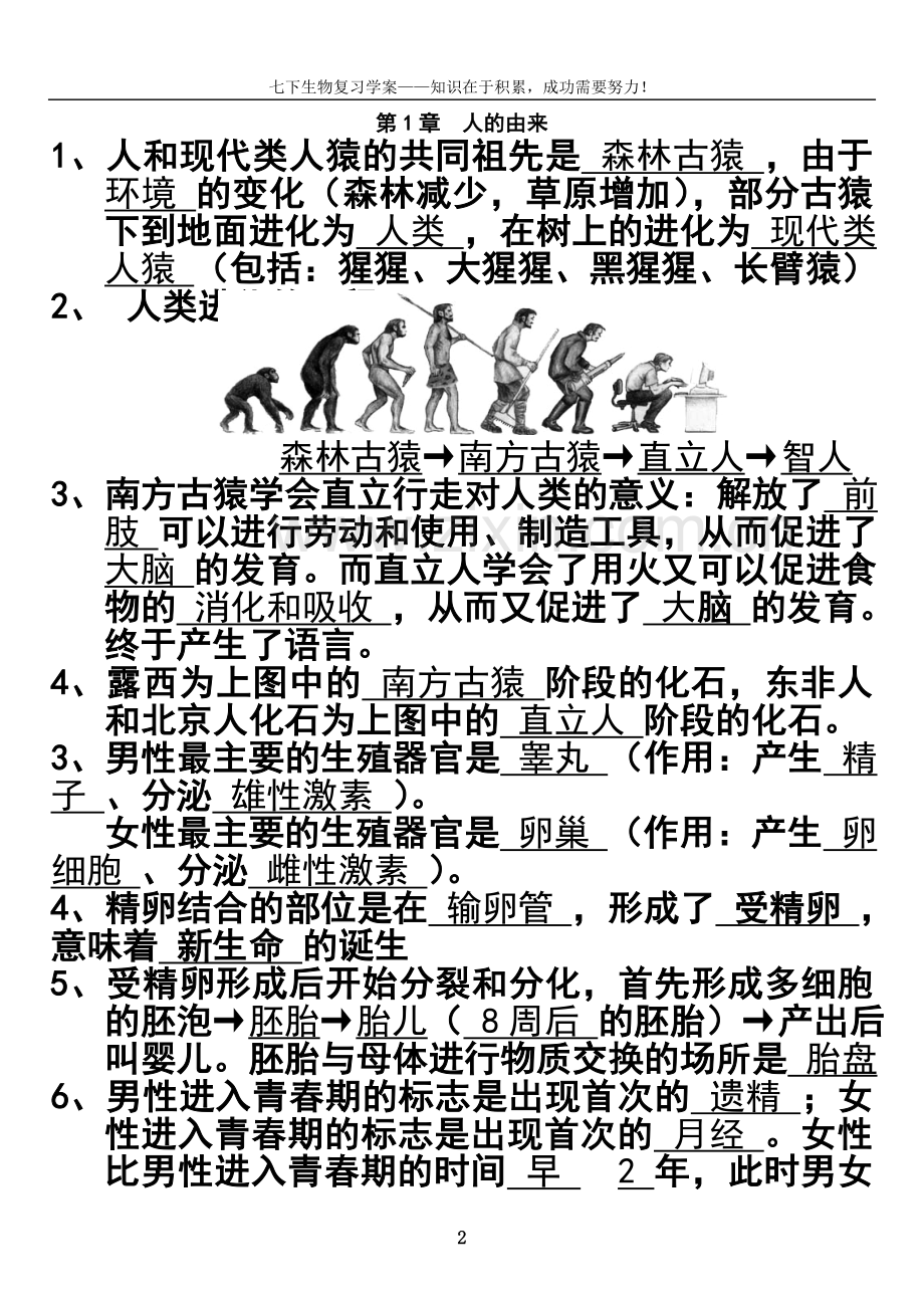 七下生物复习学案(人教版).doc_第2页