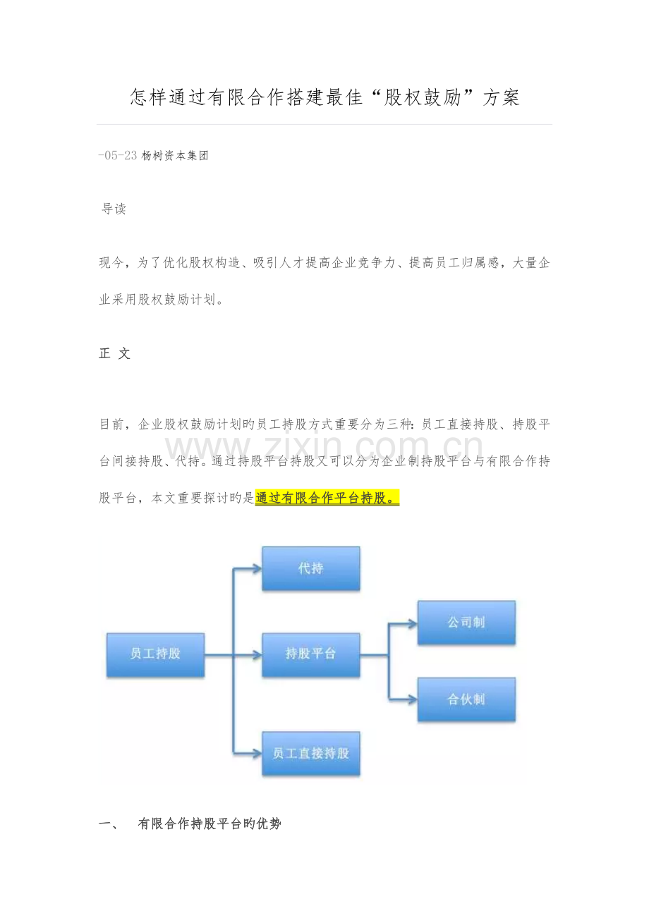 如何通过有限合伙搭建最佳“股权激励”方案.doc_第1页