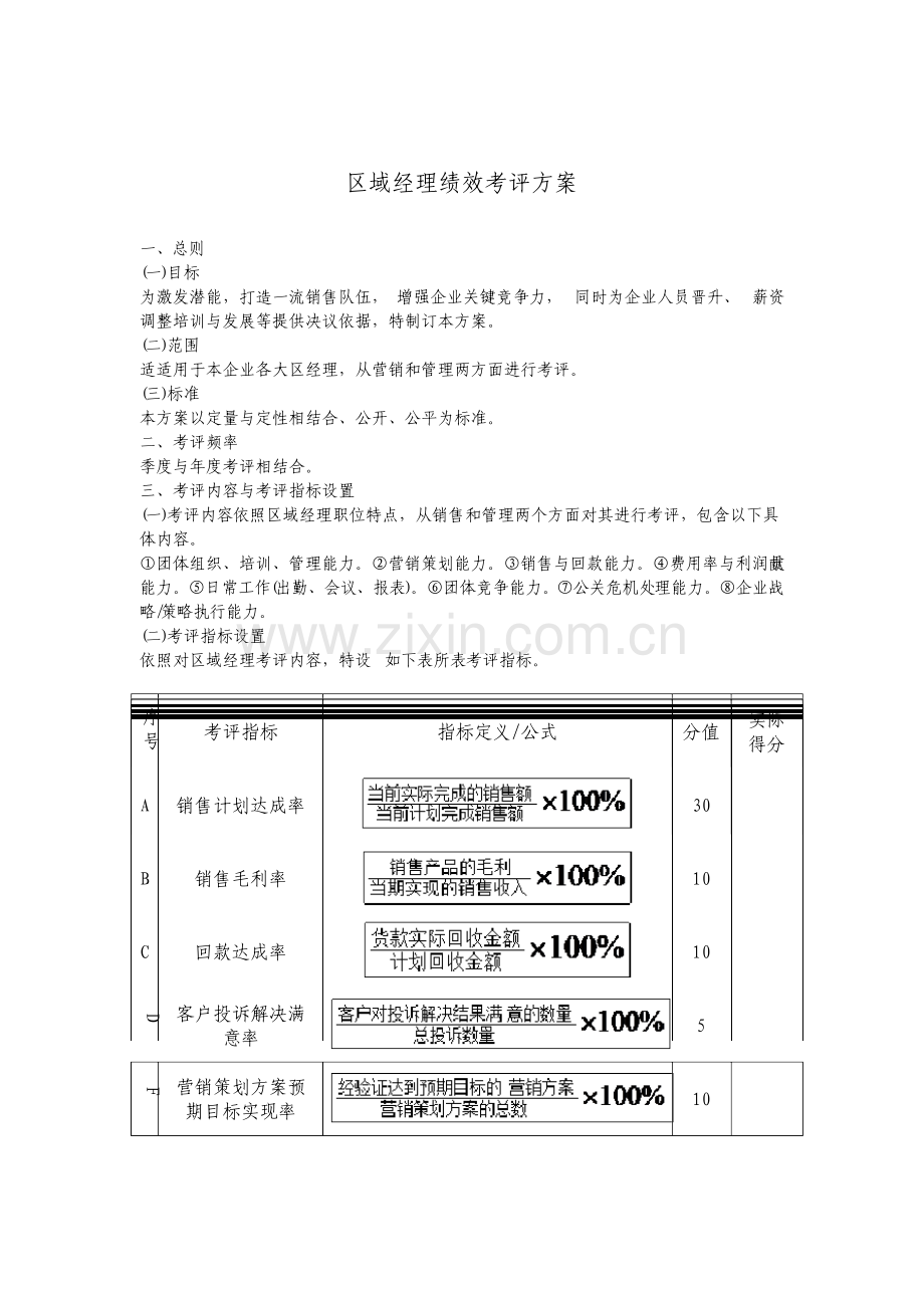 区域经理绩效考核方案整理版.doc_第1页