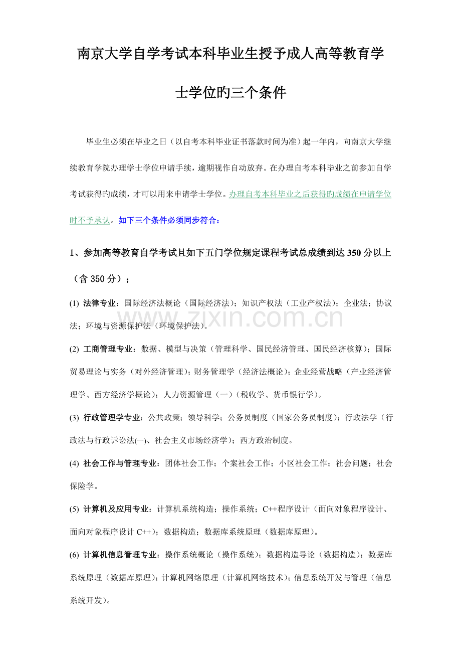 2023年南京大学自学考试本科毕业生授予成人高等教育学士学位的三.doc_第1页